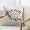 Pillow with Lake Tobesofkee Georgia map and compass design.
