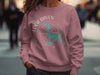 Pink sweatshirt with Loch Raven Maryland compass and map graphic.