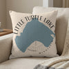 Little Turtle Lake map and text on a cream-colored throw pillow.