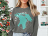 Charcoal sweatshirt with turquoise Lake Huron map and Michigan text graphic