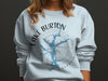 White sweatshirt with Lake Burton, Georgia map and compass graphic.