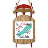 Sled ornament with "Merry Christmas from Sand Lake" and a turquoise state outline