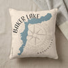 Baker Lake Washington map pillow with compass rose design.