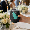 Black insulated tumbler with teal Ossipee Lake map and "New Hampshire" text.