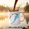 White mug with "Lake Las Vegas Nevada" map and compass design.