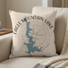 Pillow with Eagle Mountain Lake Texas map and compass design.