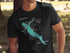 Black t-shirt with a stylized map of Lake San Pablo, California and compass rose.