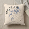 Beaver Lake Arkansas map pillow with compass rose and lake detail.