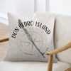 Pillow with "Don Pedro Island Florida" and a compass rose design.