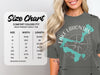 Comfort Colors 1717 heavyweight adult tee size chart with width and length measurements.