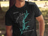 Black t-shirt with a compass and Jordan Lake map graphic, North Carolina.