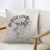 Beaver Lake Arkansas map with compass design on a pillow.