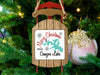 Sled ornament with "Merry Christmas From Canyon Lake" text and lake outline.