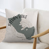 Pillow with Sylvan Lake, South Dakota map and compass design.
