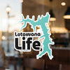 Lotawana Life sticker with a lake outline and copyright text.