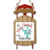 Sled ornament with "Merry Christmas FROM Badin Lake" and lake silhouette.