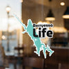 Berryessa Life sticker with lake outline and copyright Lake Lodge Media LLC.