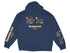 Navy hoodie with Calaveras Lake Texas graphic and sailing oars.