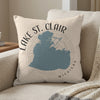 Lightweight pillow with Lake St. Clair map and Michigan text.