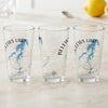 Three clear glasses with "Belews Lake North Carolina" map and compass design.