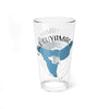 Glass with blue Lake Cuyamaca graphic and compass rose design.