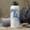 White water bottle with "GREEN LI" text and blue lake map graphic.