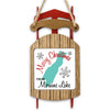 Sled ornament with "Merry Christmas From Moraine Lake" text and lake outline.