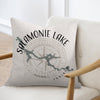 Pillow with Salamonie Lake map and compass design, Indiana.