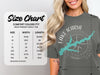 Comfort Colors 1717 heavyweight adult tee size chart showing width and length measurements in inches.