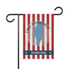 Garden flag with red and white stripes, a blue outline of Missouri, and text reading "The Smith Family."