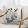 Reelfoot Lake Tennessee map and compass graphic on a textured pillow.