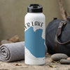 White water bottle with 'Deer Lake' text and blue lake graphic.