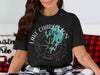 Black t-shirt with "Lake Charleston Ontario" text, compass rose, and lake map graphic.