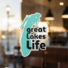 Turquoise Great Lakes shape with black text "great Lakes Life".