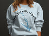 Light blue sweatshirt with Randleman Lake and compass design.
