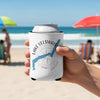 White can cooler with Lake Ullswater map and compass design on beach.