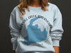 Light blue sweatshirt with Merril Creek Reservoir map and "New Jersey."