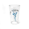 Clear glass pint glass with "Lake Michigan" text and blue map outline.