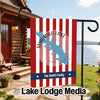 Waurika Lake Oklahoma flag with red and white stripes and custom family name.