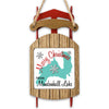 Red and wood sled ornament with "Merry Christmas from Mendenhall Lake" text.