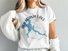 White t-shirt with Pokegama Lake Minnesota graphic and compass Rose design.