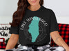 Black t-shirt with teal Lake Winnebago outline and compass rose graphic.