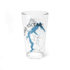 Glass tumbler with Lake Jacomo map design and compass rose.