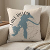 Cushion with Lake Dillon Colorado map and compass design.