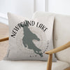 Cushion with Newfound Lake map and compass rose graphic, text reads New Hampshire.