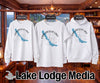 White Chautauqua Lake graphic sweatshirt, t-shirt, and hoodie displayed.