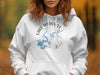 White hoodie with "Lake Wedowee Alabama" design featuring a blue lake map and compass.