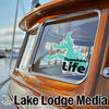 Teal Texas map sticker on a boat window reads "Tawakoni Life".