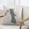 Peyto Lake Banff design with compass rose on a light-colored throw pillow.