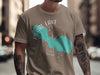 Pearl Lake Wisconsin graphic on tan t-shirt with compass rose and lake outline.